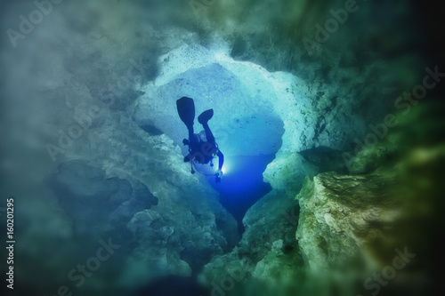 Cave Diving in Hole in the Wall Spring, Merrit's Millpond, Jackson County, Florida © Guy Bryant