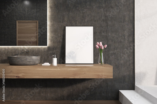 Mirror on a black bathroom wall, poster © ImageFlow