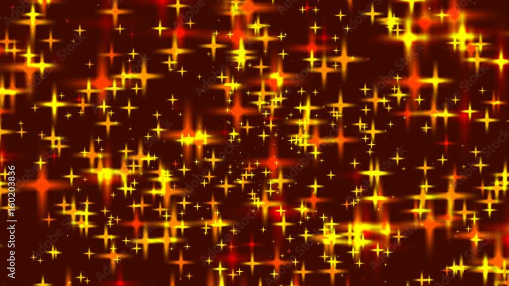 Red and yellow stars, four rays fly towards the observer on a brown background Red and yellow stars, four rays fly towards the observer on a brown background