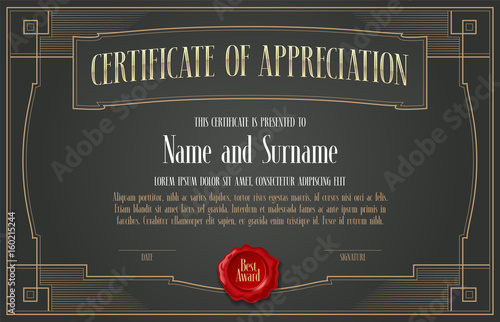 Certificate of appreciation vector design photo