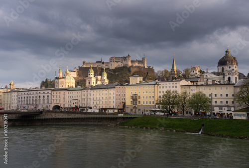View of Fortress Hohensalzburg. and Salzach river in Salzburg © LevT