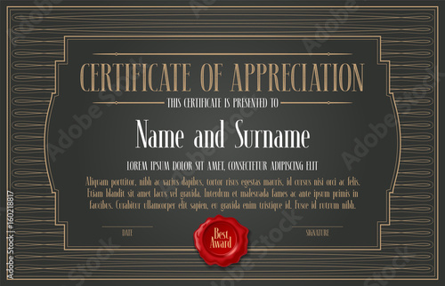 Certificate of appreciation, achievement vector illustration