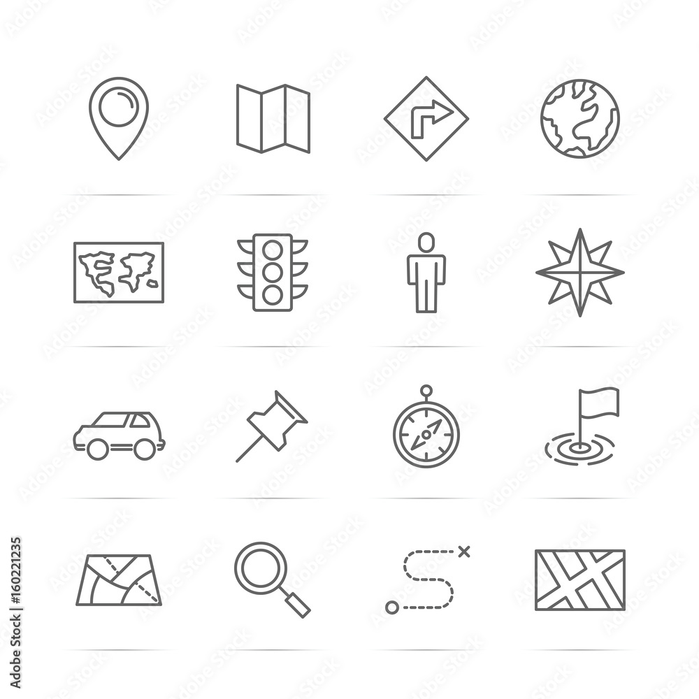 map vector line icons map vector line icons