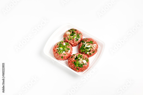 Raw food, beef cutlet ready for prepare
