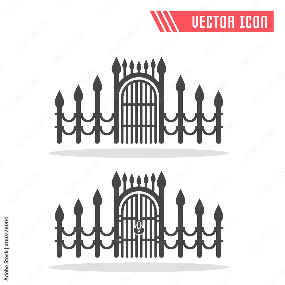 Gate icon. Vector sign symbol. Isolated on white background.