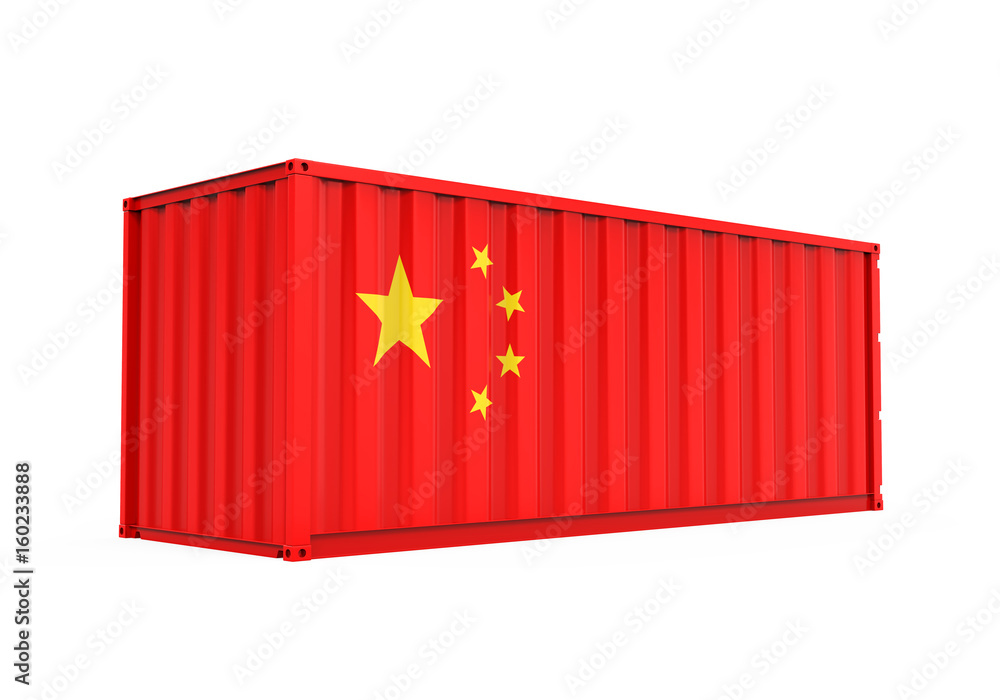 Container with China Flag Isolated Container with China Flag Isolated