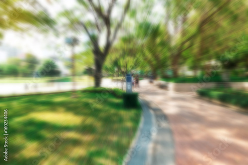Blur background outdoor recreation public park in urban city in morning