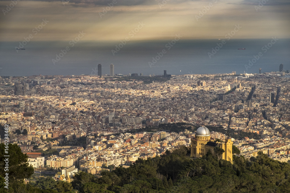 Panoramic view of the Barcelona from Tibidabo mountain