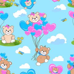Wandcirkels Dieren met ballon patronen Teddyberen patroon voor babykamer  © liana2012