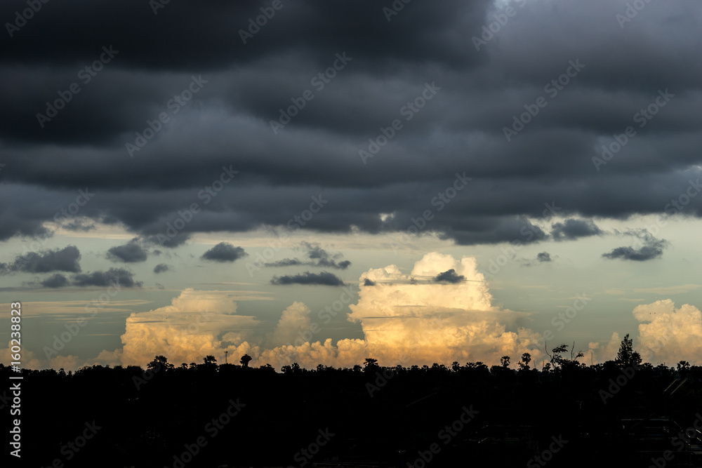 Black cloudy sky of Storm