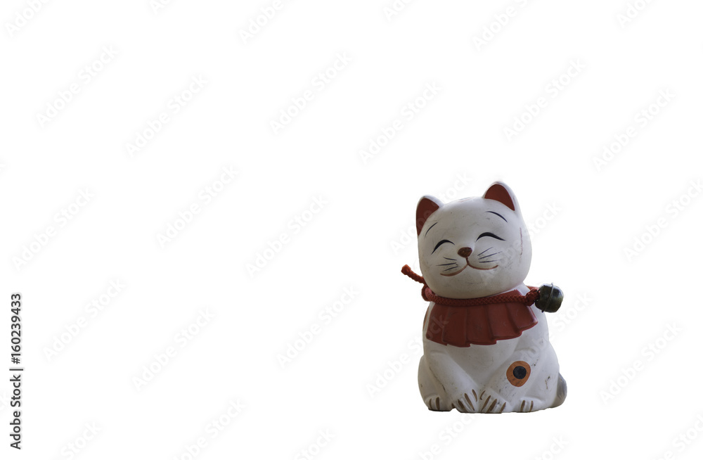 Doll cat sat smiling , Isolated on white Doll cat sat smiling , Isolated on white