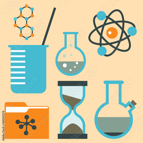 Lab symbols test medical laboratory scientific biology design science chemistry icons vector illustration.