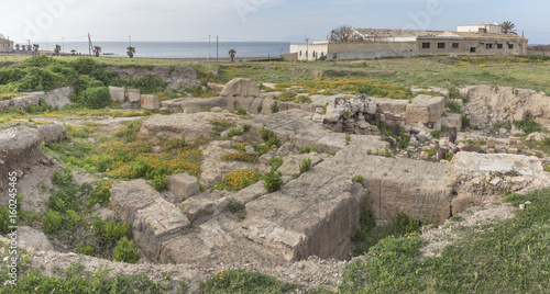 Ruins of roman thermal baths in Lilybaeum in Marsala, Sicily, Italy