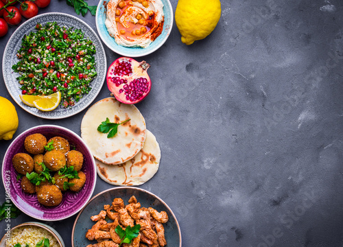 Middle eastern dishes background