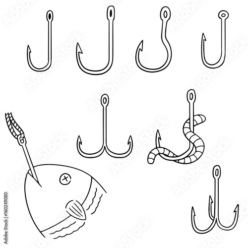 vector set of fishing hook