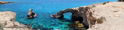 panorama rocky coast landscape mediterranean sea Cyprus island
