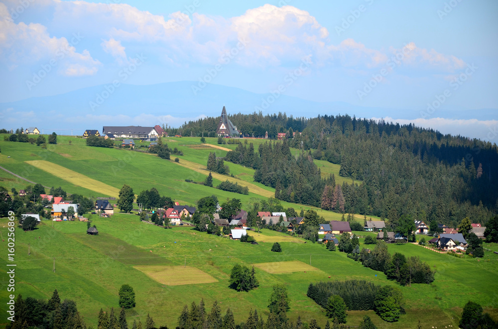 Podhalean landscape with a view of Babia Gora (Poland)