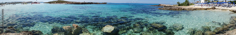 panorama beach coast landscape mediterranean sea Cyprus island