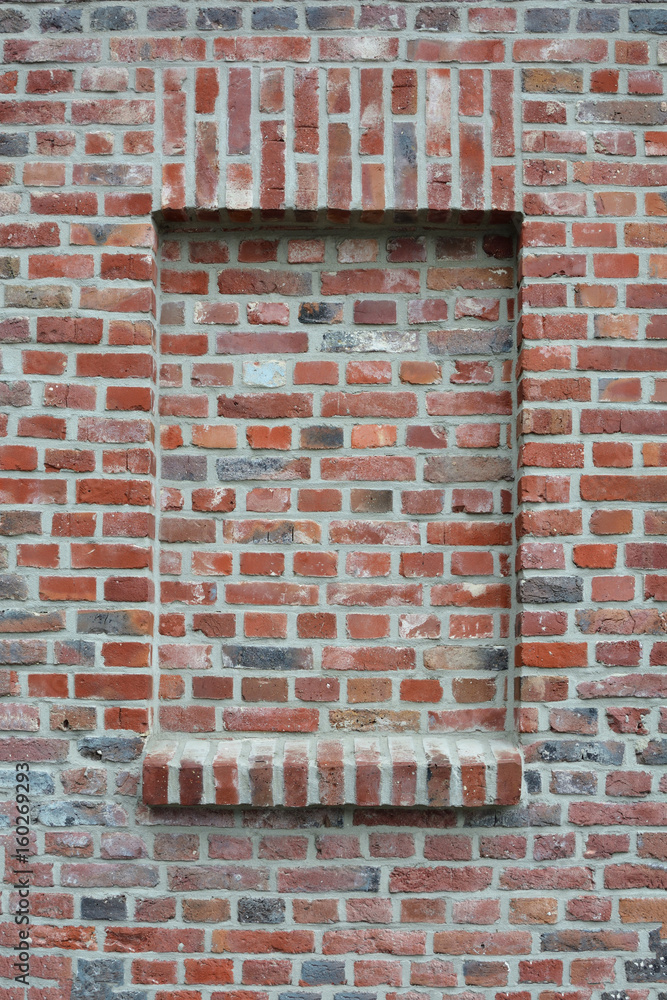Sealed window. Very old brick wall. Background. Sealed window. Very old brick wall. Background.