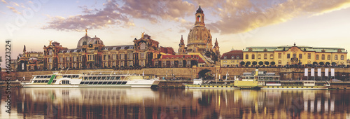 Panorama of Dresden, Germany.Vintage color tone
