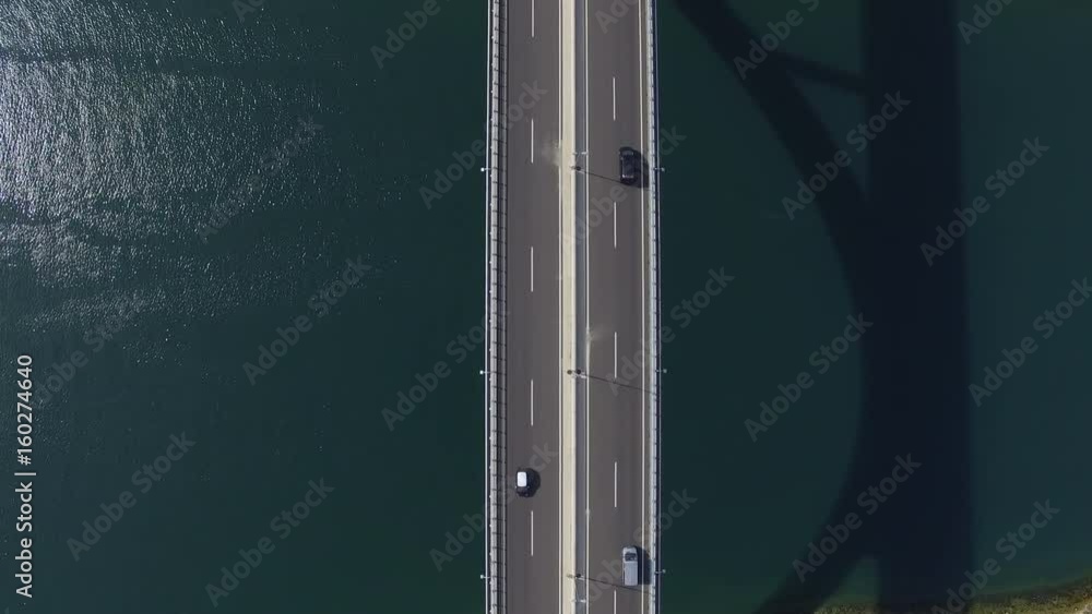 Aerial view of bridge of Croatian autobahn near Sibenik. 4K