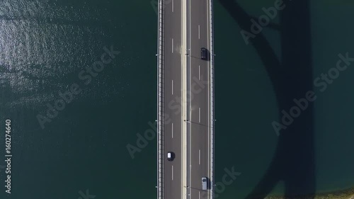 Aerial view of bridge of Croatian autobahn near Sibenik. 4K