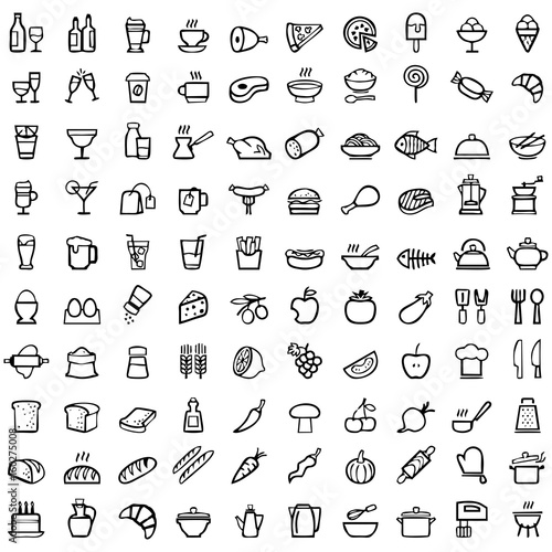Line art food icon set
