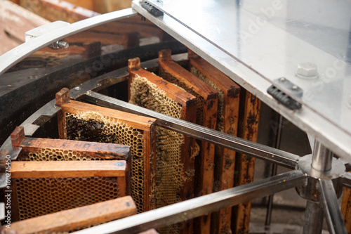 Centrifugal machine for extracting honey from honeycombs