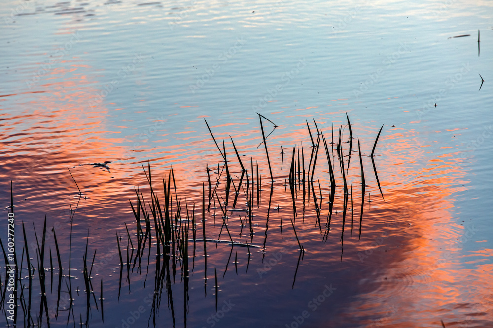 Reflected sunset on the water Reflected sunset on the water