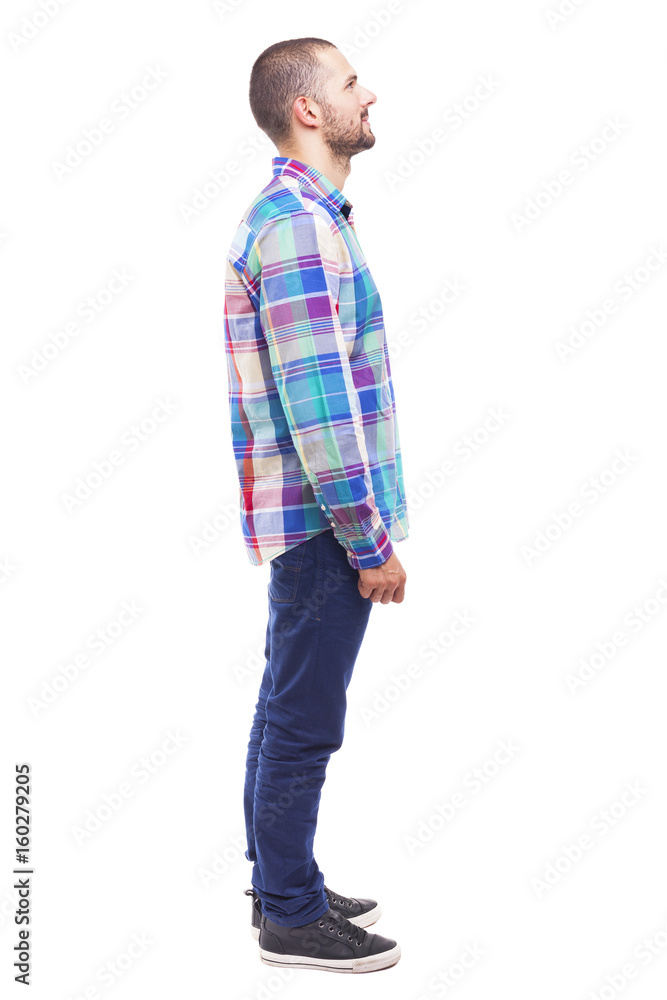 Side view of young latin man, isolated over a white background Side view of young latin man, isolated over a white background