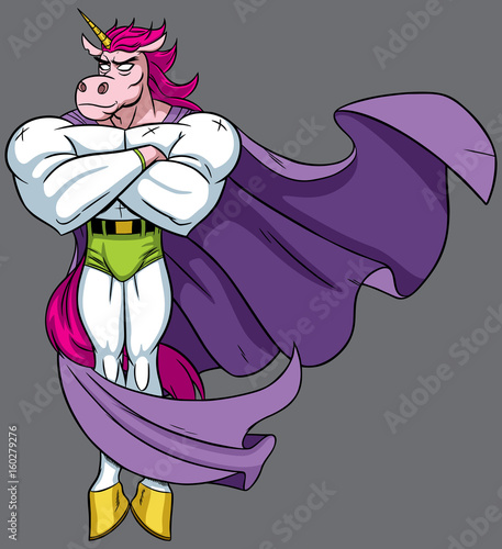 Unicorn Superhero / Unicorn superhero on grey background. 