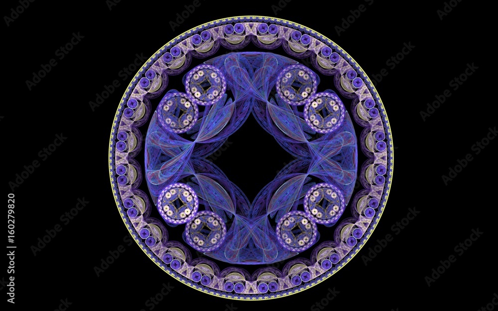 Lilac round pattern on a black background Lilac round pattern on a black background