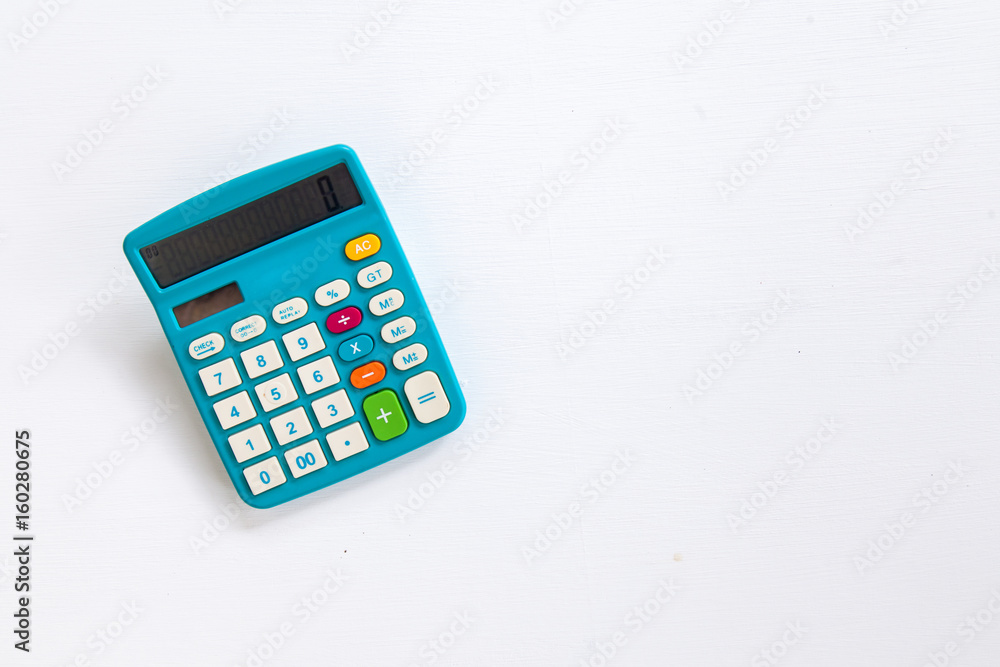 calculator white background, copy space