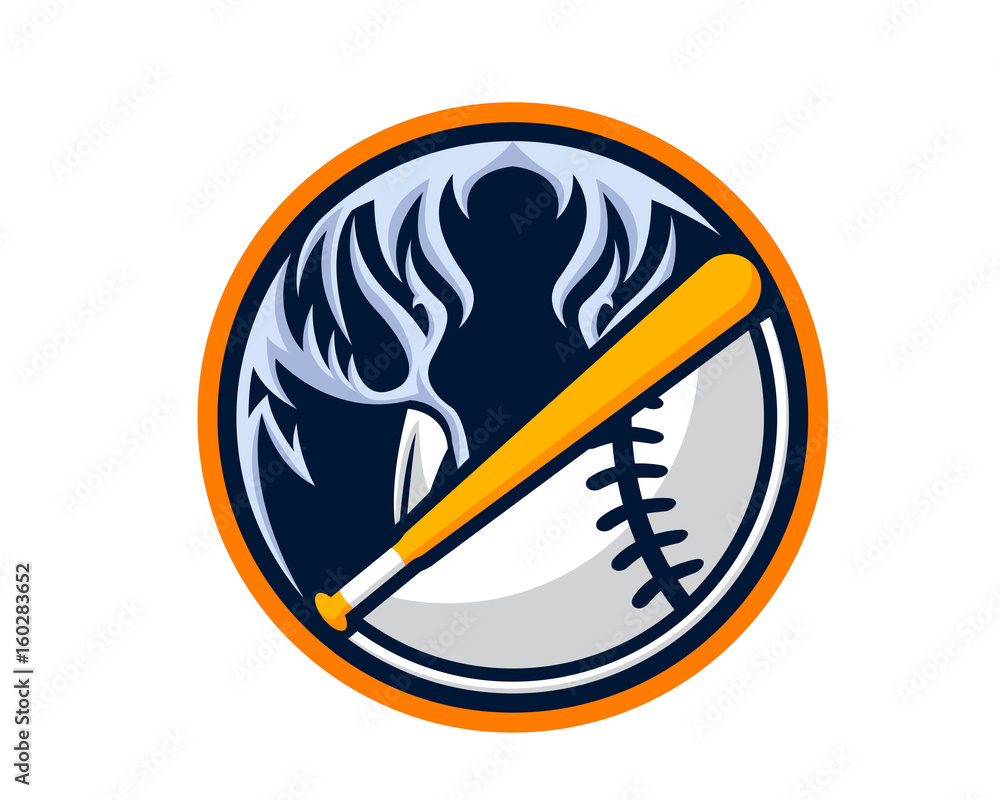 Fototapeta premium Modern Animal Sports Badge Logo - Elephant Baseball Team With Baseball Bat Symbol
