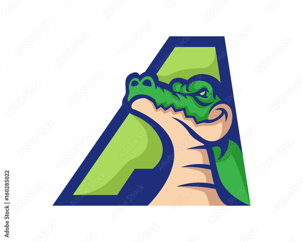 Naklejka premium Modern Alligator A Letter Alphabet Sports Logo