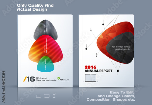 Abstract annual report, business vector template. Brochure design, cover modern layout, flyer in A4 with colourful soft triangular shapes for tech, science, finance with light background.