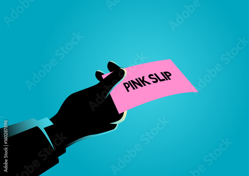 Hand giving a pink slip