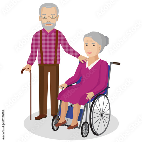 Couple of older people. Grandmother and grandfather