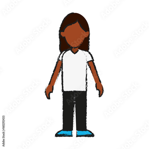 faceless woman in casual outfit icon image vector illustration design  sketch style © Jemastock