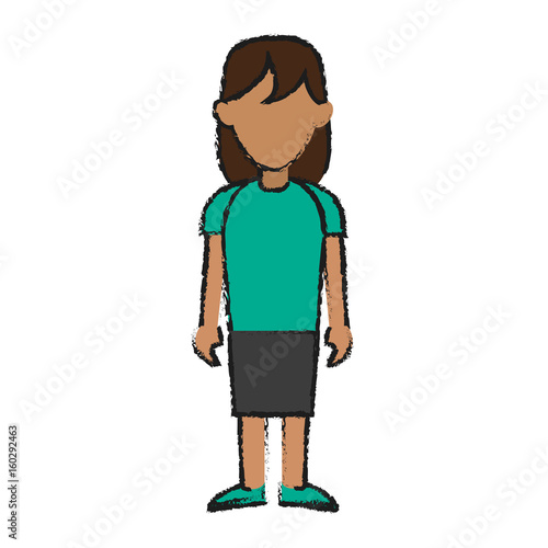 faceless woman in casual outfit icon image vector illustration design sketch style