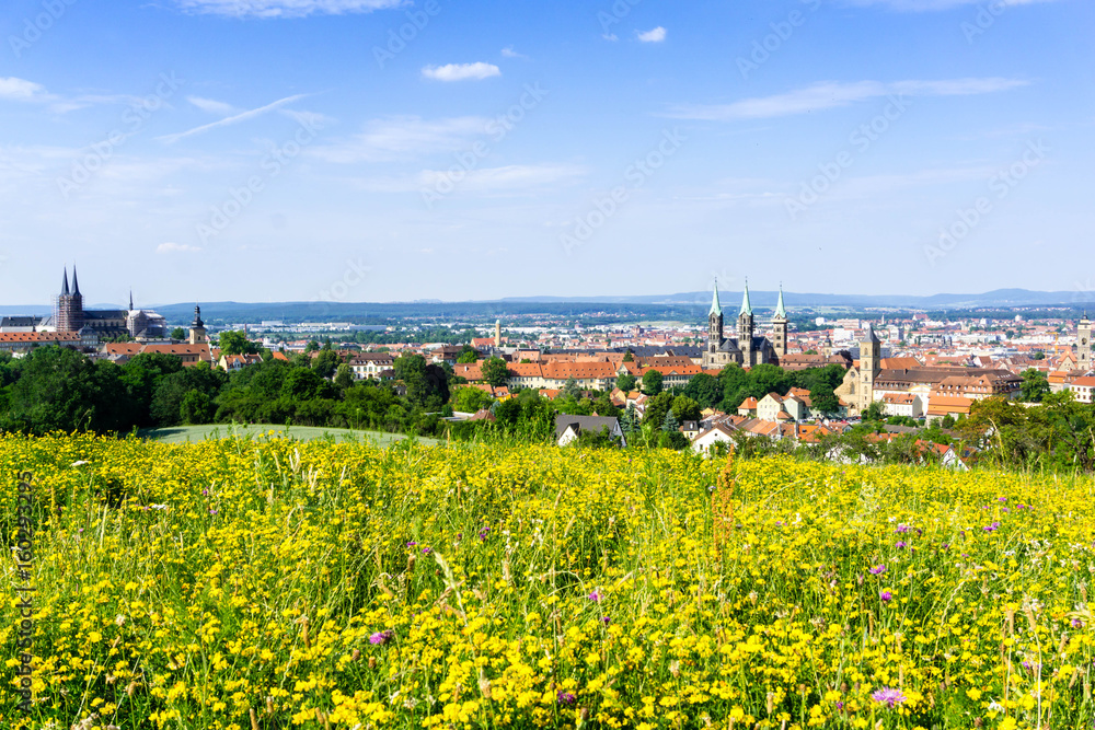 Panorama von Bamberg bei blauen Himmel