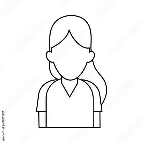 portrait of faceless woman icon image vector illustration design black line