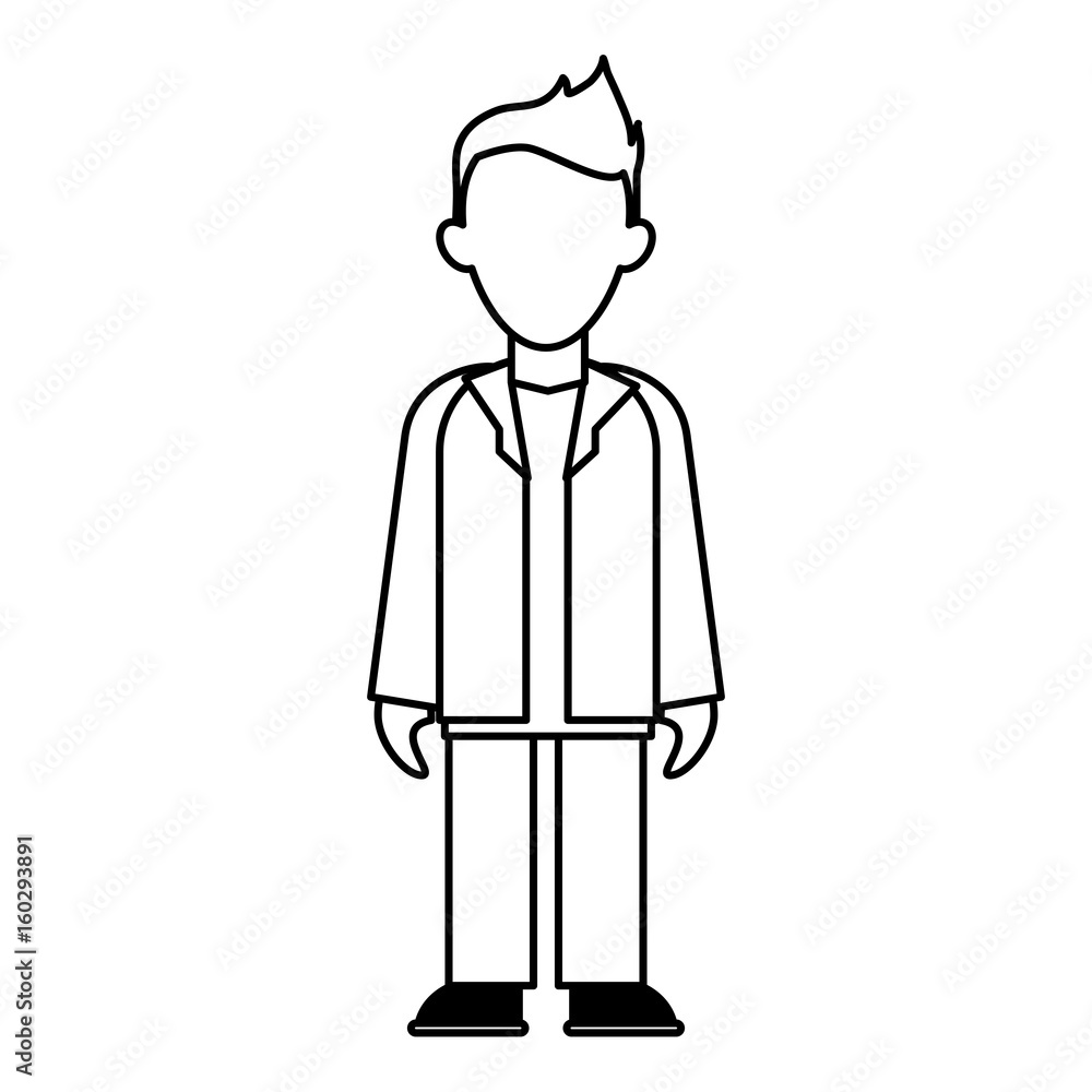 faceless young man in casual outfit icon image vector illustration design  black line
