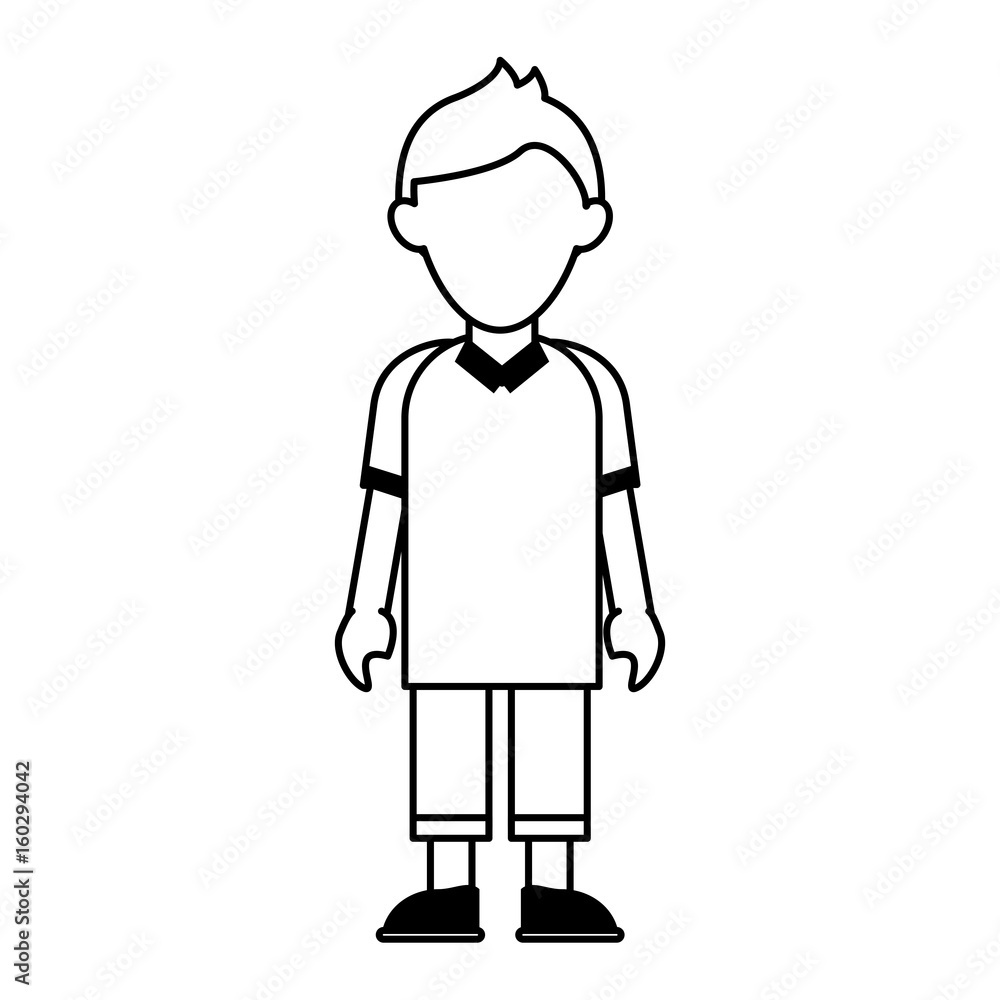 faceless young man in casual outfit icon image vector illustration design  black line
