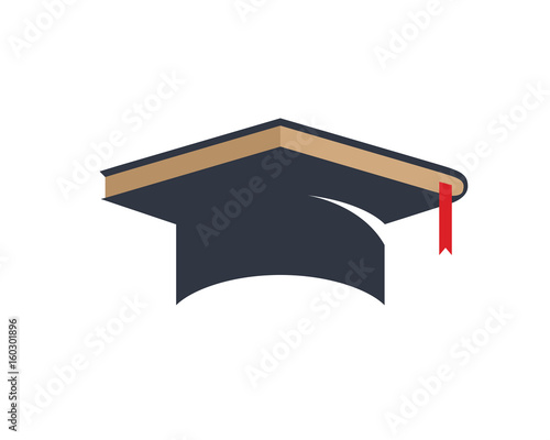 Modern Education Logo Showing Book and Graduation Hat Symbol