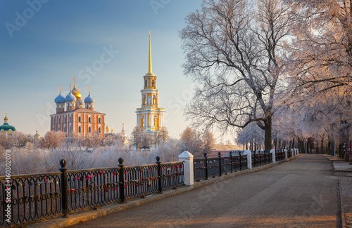 Photography cathedral bell tower of Ryazan kremlin,  XVIII-XIX century, Russia