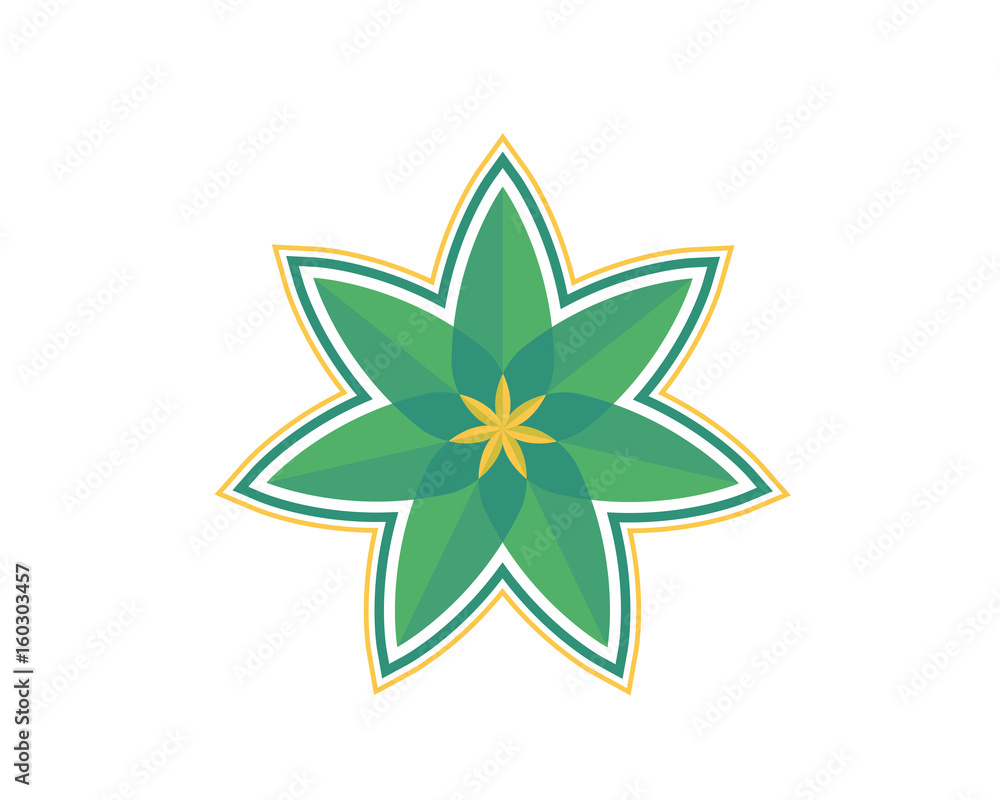 Modern Flower Symbol Logo - Green Lotus Spa And Relaxation