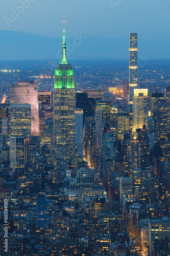 Vertical of Midtown Manhattan skyline at night