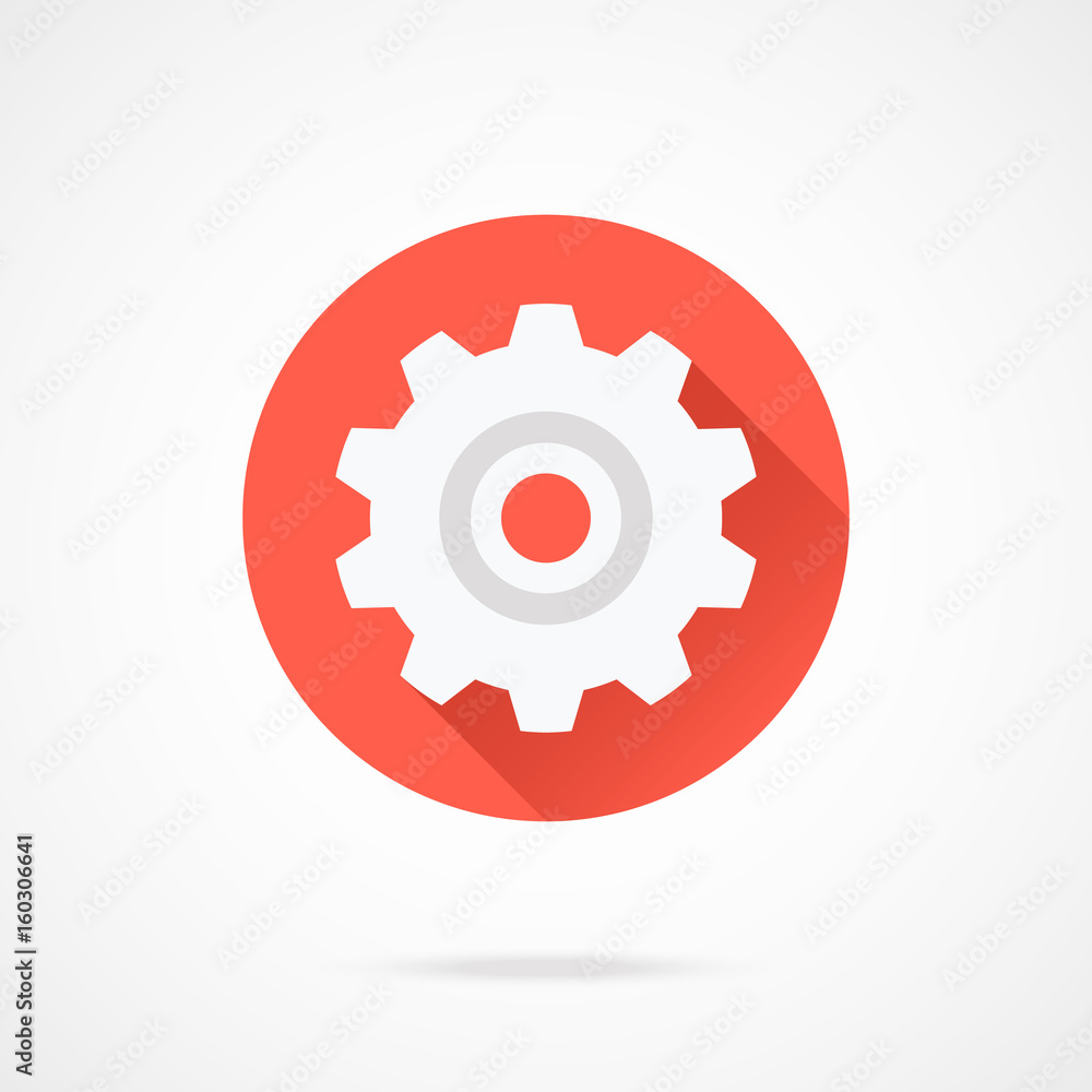 Cog icon. Cogwheel, gear concepts. Modern flat design round vector icon with long shadow Cog icon. Cogwheel, gear concepts. Modern flat design round vector icon with long shadow