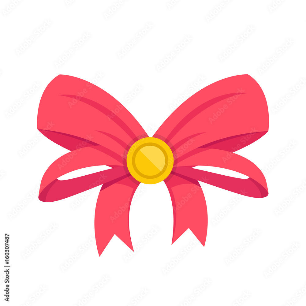 Vector red bow. Gift bow and ribbons. Vector illustration